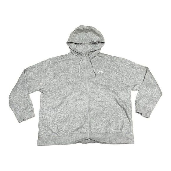 Nike Full Zip Up Gray Hoodie Sweatshirt Jacket Men’s Womens XL Vintage Pockets - Picture 1 of 7